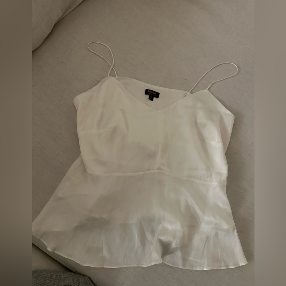 White Silk Peplum Top Size 12